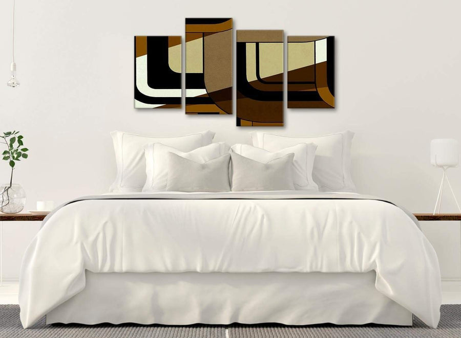Modern Large Brown Cream Painting Abstract Bedroom Canvas Pictures Decor - 4413 - 130cm Set of Prints
