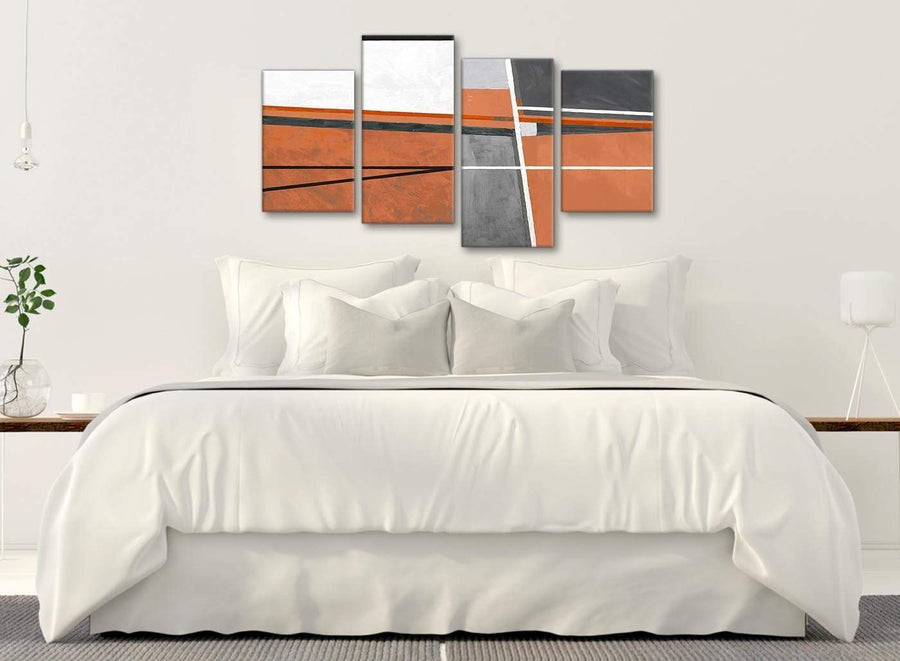 Modern Large Burnt Orange Grey Painting Abstract Bedroom Canvas Pictures Decor - 4390 - 130cm Set of Prints