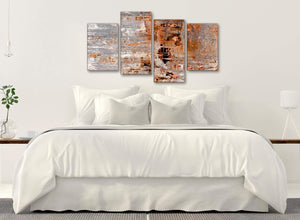 Modern Large Burnt Orange Grey Painting Abstract Bedroom Canvas Pictures Decor - 4415 - 130cm Set of Prints