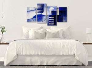 Modern Large Indigo Blue Cream Painting Abstract Living Room Canvas Pictures Decor - 4418 - 130cm Set of Prints