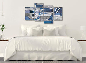 Modern Large Indigo Blue White Painting Abstract Bedroom Canvas Pictures Decor - 4404 - 130cm Set of Prints
