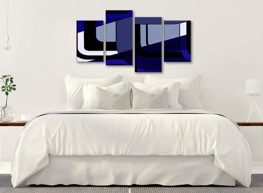 Modern Large Indigo Navy Blue Painting Abstract Bedroom Canvas Pictures Decor - 4411 - 130cm Set of Prints