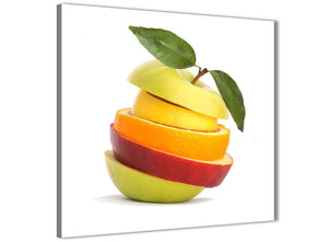 Modern Large Kitchen Canvas Art Print Sliced Fruit - Apple Shape Food Stack - 1s483l - 79cm XL Square Picture