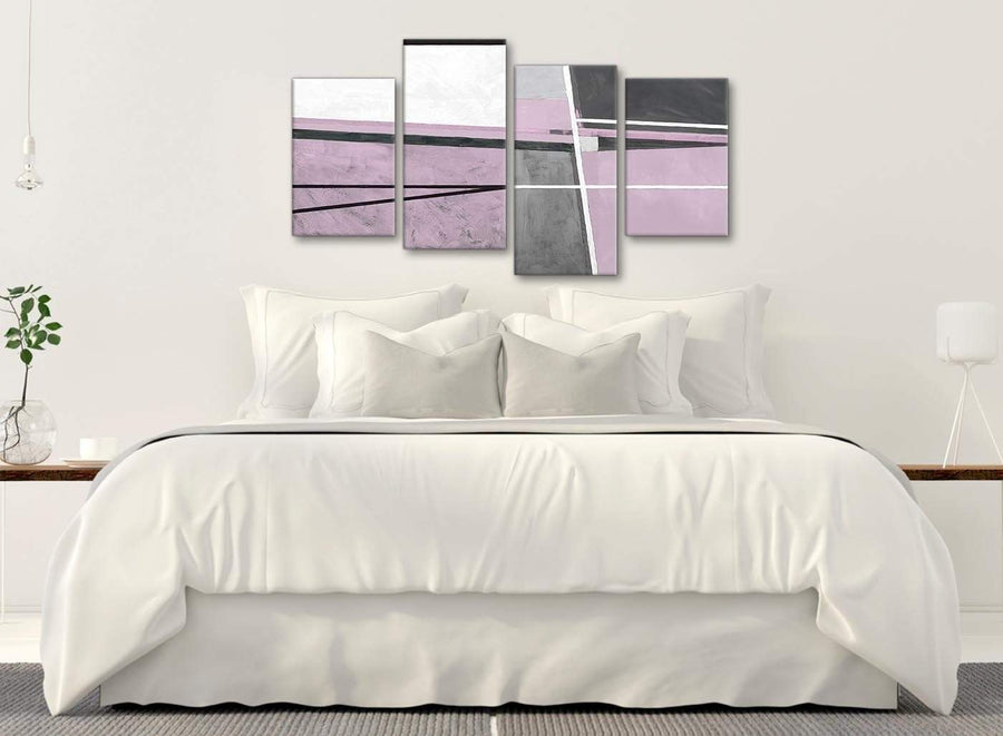 Modern Large Lilac Grey Painting Abstract Bedroom Canvas Pictures Decor - 4395 - 130cm Set of Prints