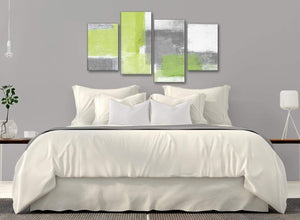 Modern Large Lime Green Grey Abstract - Abstract Living Room Canvas Pictures Decor - 4369 - 130cm Set of Prints