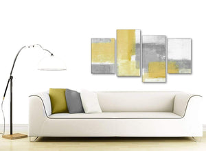 Modern Large Mustard Yellow Grey Abstract Bedroom Canvas Pictures Decor - 4367 - 130cm Set of Prints