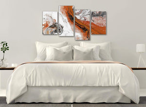 Modern Large Orange and Grey Swirl Abstract Bedroom Canvas Pictures Decor - 4461 - 130cm Set of Prints