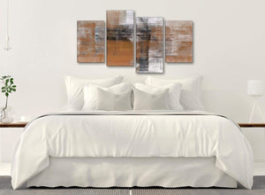 Modern Large Orange Black White Painting Abstract Bedroom Canvas Pictures Decor - 4398 - 130cm Set of Prints