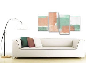Modern Large Peach Mint Green Abstract Bedroom Canvas Pictures Decor - 4375 - 130cm Set of Prints