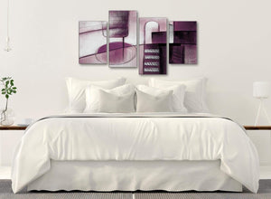 Modern Large Plum Grey Painting Abstract Bedroom Canvas Pictures Decor - 4420 - 130cm Set of Prints