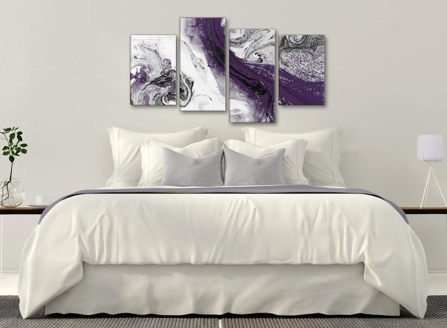 Modern Large Purple and Grey Swirl Abstract Living Room Canvas Pictures Decor - 4466 - 130cm Set of Prints