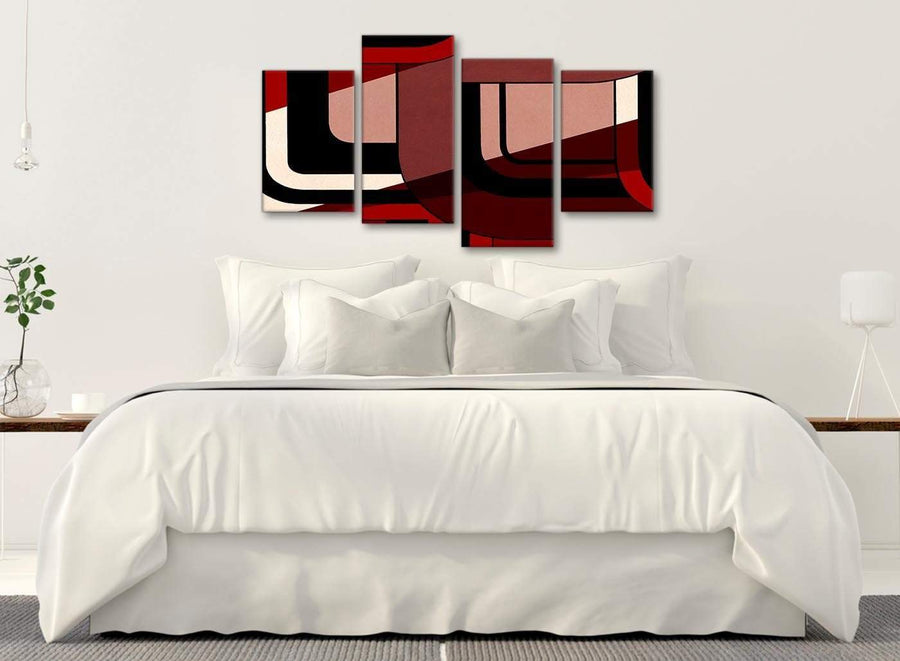 Modern Large Red Black Painting Abstract Bedroom Canvas Pictures Decor - 4410 - 130cm Set of Prints