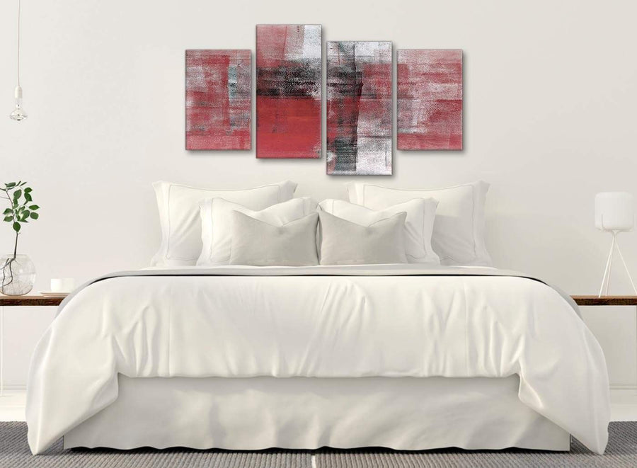 Modern Large Red Black White Painting Abstract Living Room Canvas Pictures Decor - 4397 - 130cm Set of Prints