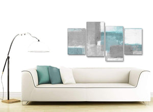 Modern Large Teal Grey Painting Abstract Bedroom Canvas Wall Art Decor - 4377 - 130cm Set of Prints