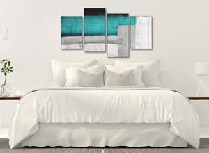 Modern Large Teal Turquoise Grey Painting Abstract Bedroom Canvas Pictures Decor - 4429 - 130cm Set of Prints