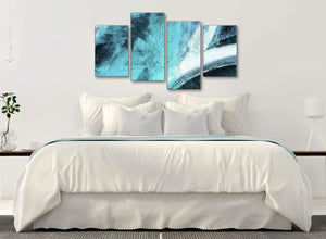 Modern Large Turquoise and White - Abstract Bedroom Canvas Pictures Decor - 4448 - 130cm Set of Prints
