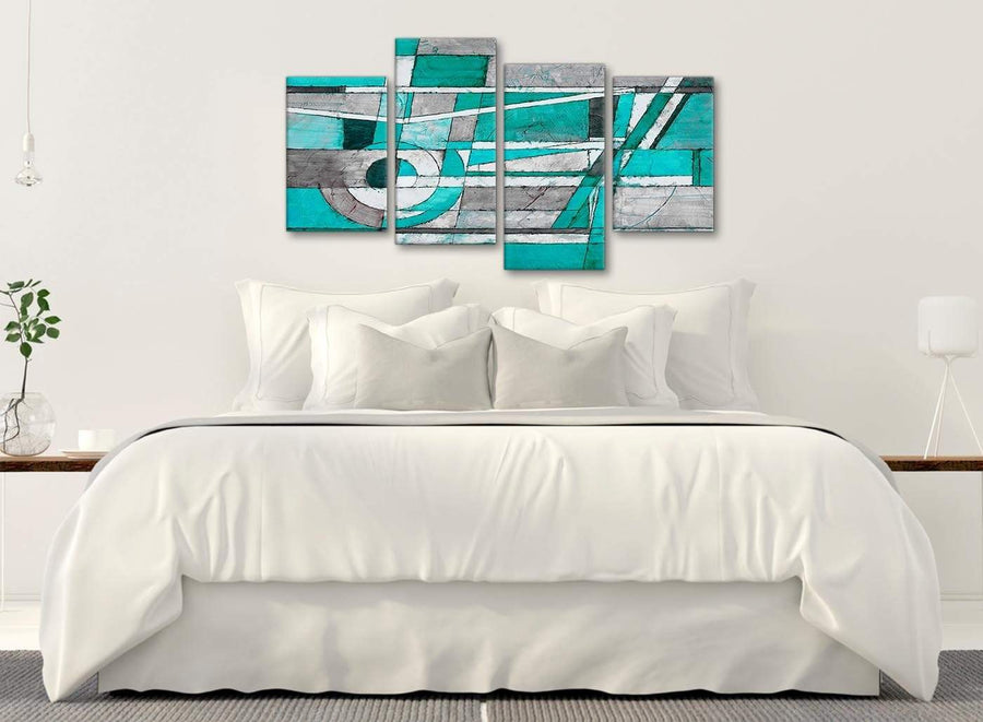 Modern Large Turquoise Grey Painting Abstract Bedroom Canvas Wall Art Decor - 4403 - 130cm Set of Prints