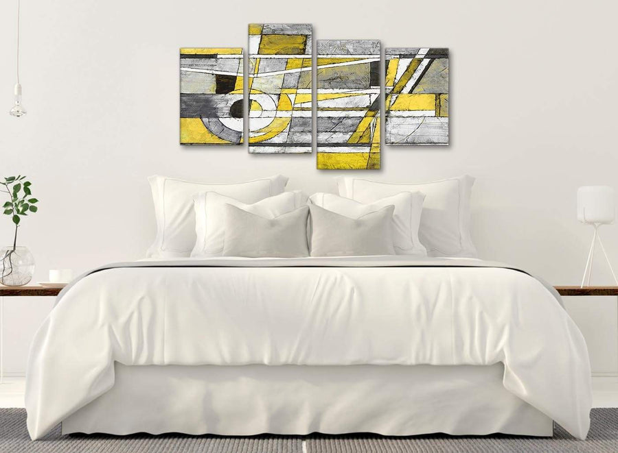 Modern Large Yellow Grey Painting Abstract Bedroom Canvas Wall Art Decor - 4400 - 130cm Set of Prints