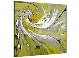 Modern Lime Green Swirls Modern Abstract Canvas Wall Art Modern 79cm Square 1S351L For Your Dining Room