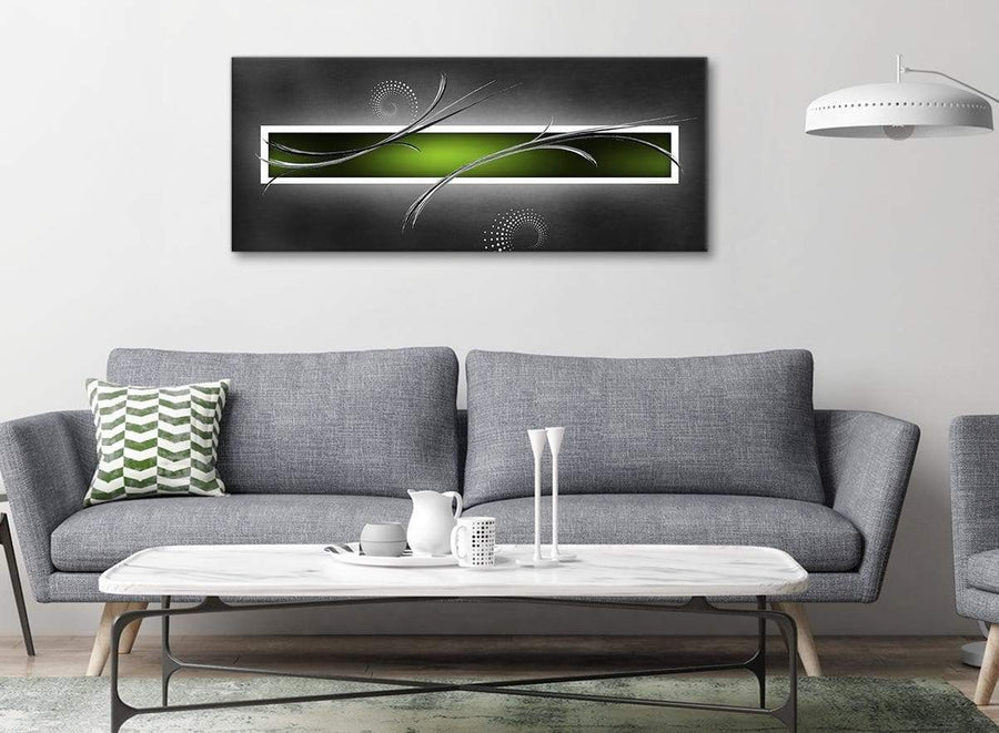 Modern Lime Green White Grey Modern Design Abstract Canvas Living Room Canvas Wall Art Accessories - Abstract 1093 - 120cm Print