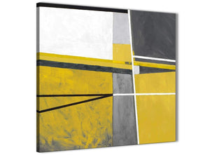 Modern Mustard Yellow Grey Painting Abstract Hallway Canvas Pictures Decorations 1s388l - 79cm Square Print