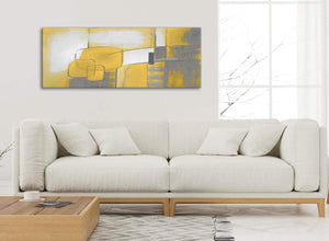 Modern Mustard Yellow Grey Painting Bedroom Canvas Pictures Accessories - Abstract 1419 - 120cm Print