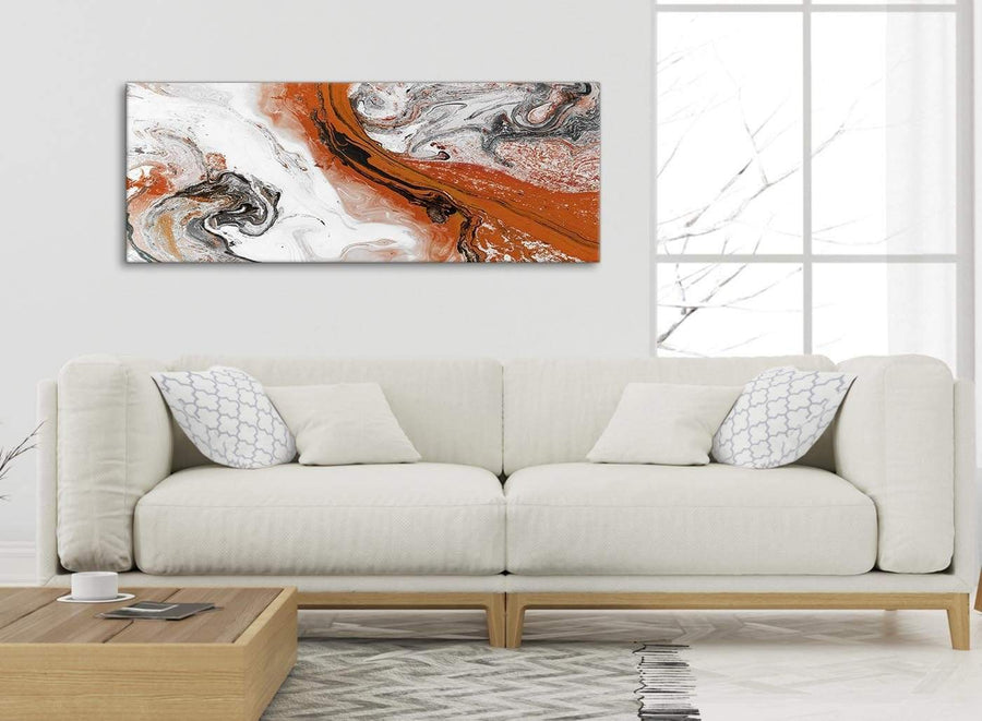 Modern Orange and Grey Swirl Bedroom Canvas Wall Art Accessories - Abstract 1461 - 120cm Print