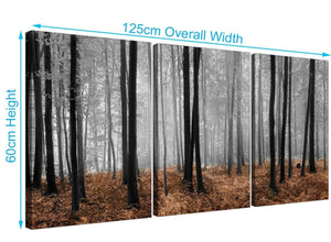 modern panoramic forest woodland trees canvas pictures black and white 3238