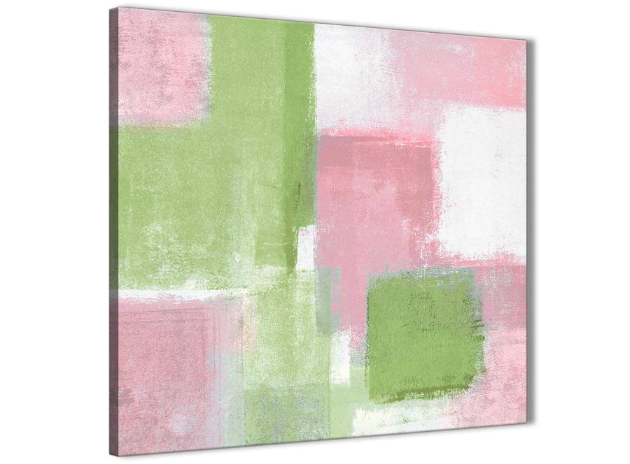 Modern Pink Lime Green Green Abstract Hallway Canvas Wall Art Decor 1s374l - 79cm Square Print