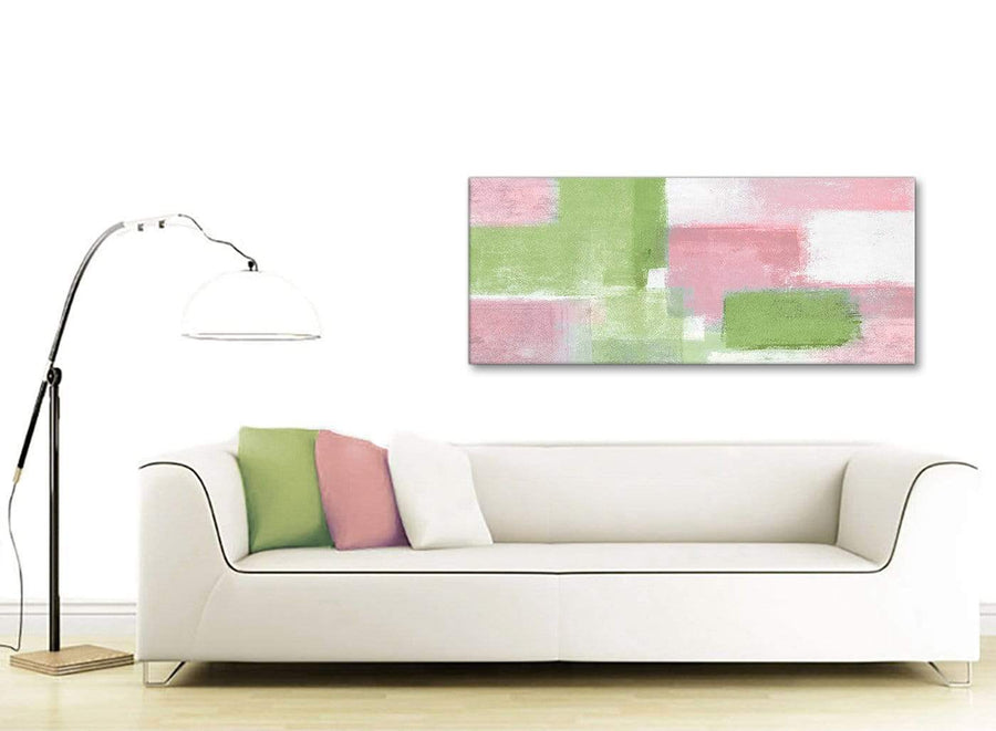 Modern Pink Lime Green Green Living Room Canvas Wall Art Accessories - Abstract 1374 - 120cm Print