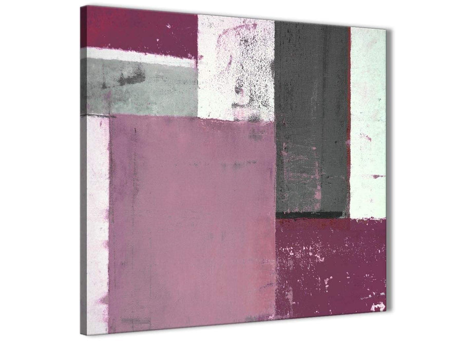 Modern Plum Gray Abstract Painting Canvas Wall Art Picture Modern 49cm Square 1S342S For Your Dining Room