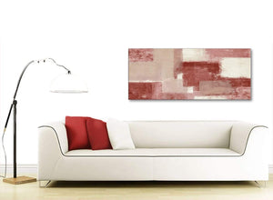 Modern Red and Cream Living Room Canvas Wall Art Accessories - Abstract 1370 - 120cm Print