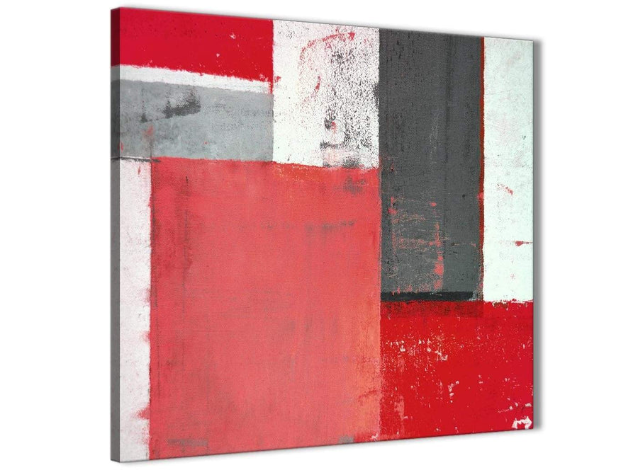 Modern Red Grey Abstract Painting Canvas Wall Art Modern 49cm Square 1S343S For Your Bedroom