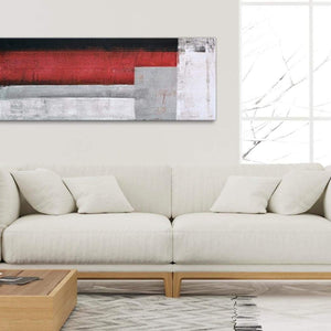 Modern Red Grey Painting Living Room Canvas Pictures Accessories - Abstract 1428 - 120cm Print