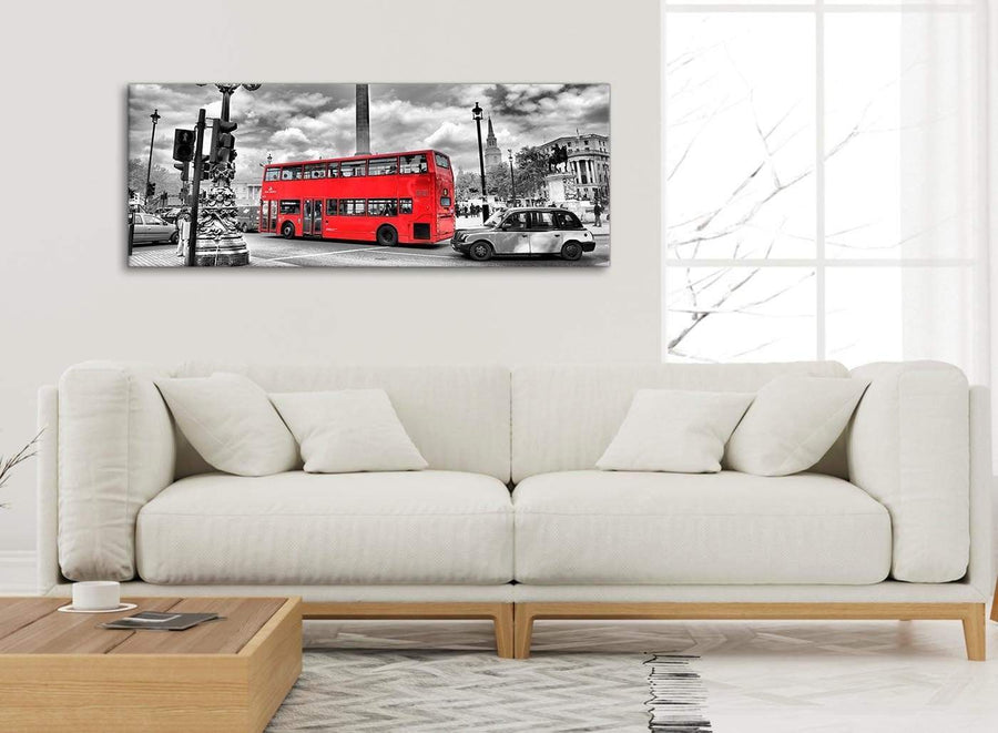 Modern Red London Bus - Street Scene Cityscape Living Room Canvas Wall Art Accessories - 1210 - 120cm Print
