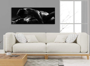 Modern Romantic Nude Couple Erotica Canvas Art Pictures - 1444 Black White - 120cm Wide Print