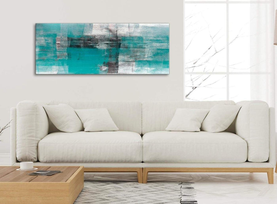 Modern Teal Black White Painting Bedroom Canvas Wall Art Accessories - Abstract 1399 - 120cm Print