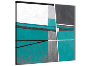 Modern Teal Grey Painting Abstract Living Room Canvas Wall Art Decor 1s389l - 79cm Square Print