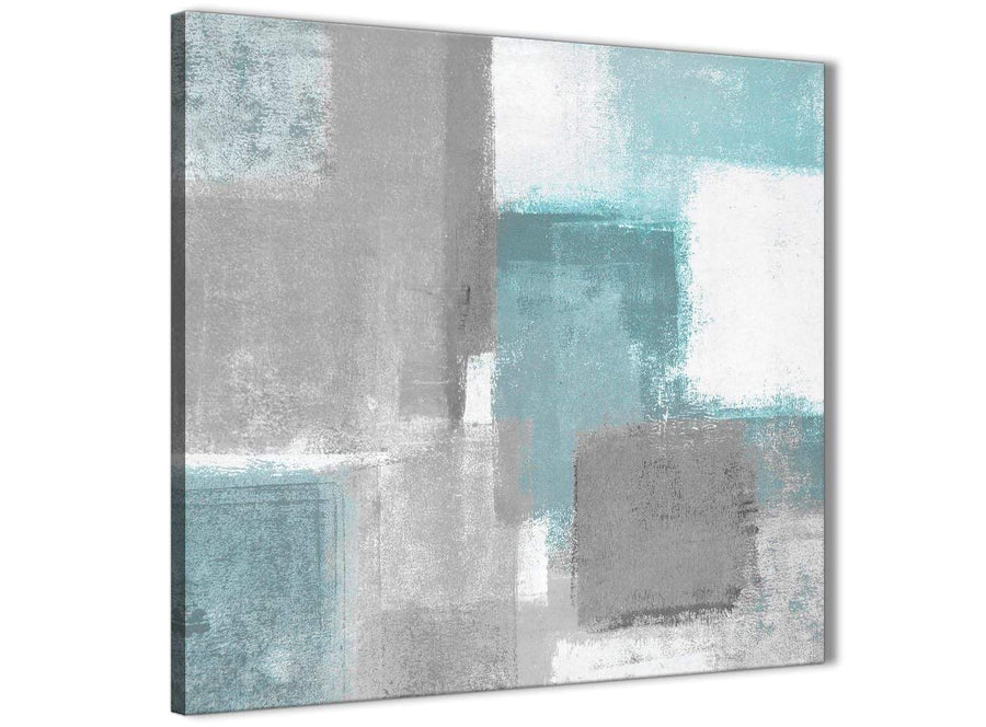 Modern Teal Grey Painting Abstract Dining Room Canvas Pictures Decorations 1s377l - 79cm Square Print