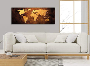 Modern Vintage Old World Map - Brown Cream Canvas - Living Room Canvas Wall Art Accessories - Abstract 1188 - 120cm Print
