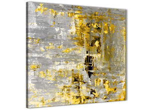 Modern Yellow Abstract Painting Wall Art Print Canvas Modern 49cm Square 1S357S For Your Dining Room