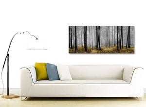Modern Yellow and Grey Forest Woodland Trees Living Room Canvas Pictures Accessories - 1384 - 120cm Print