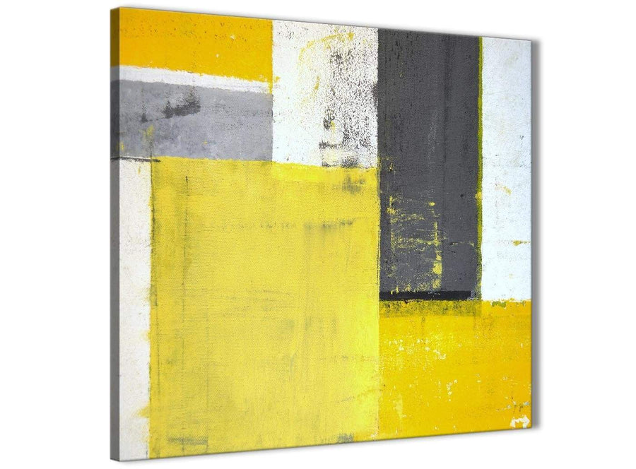 Modern Yellow Grey Abstract Painting Canvas Modern 79cm Square 1S346L For Your Hallway