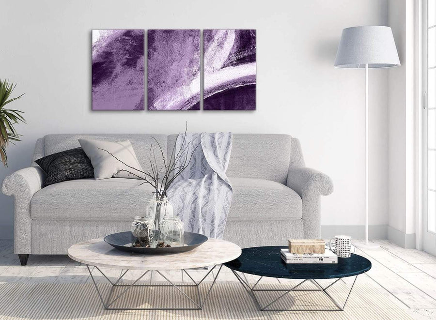 Multiple 3 Piece Aubergine Plum and White - Dining Room Canvas Pictures Accessories - Abstract 3449 - 126cm Set of Prints