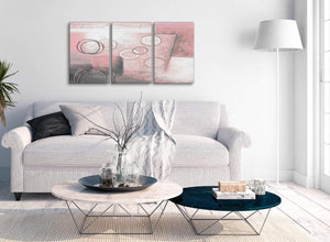 Multiple 3 Part Blush Pink Grey Painting Kitchen Canvas Wall Art Decor - Abstract 3433 - 126cm Set of Prints