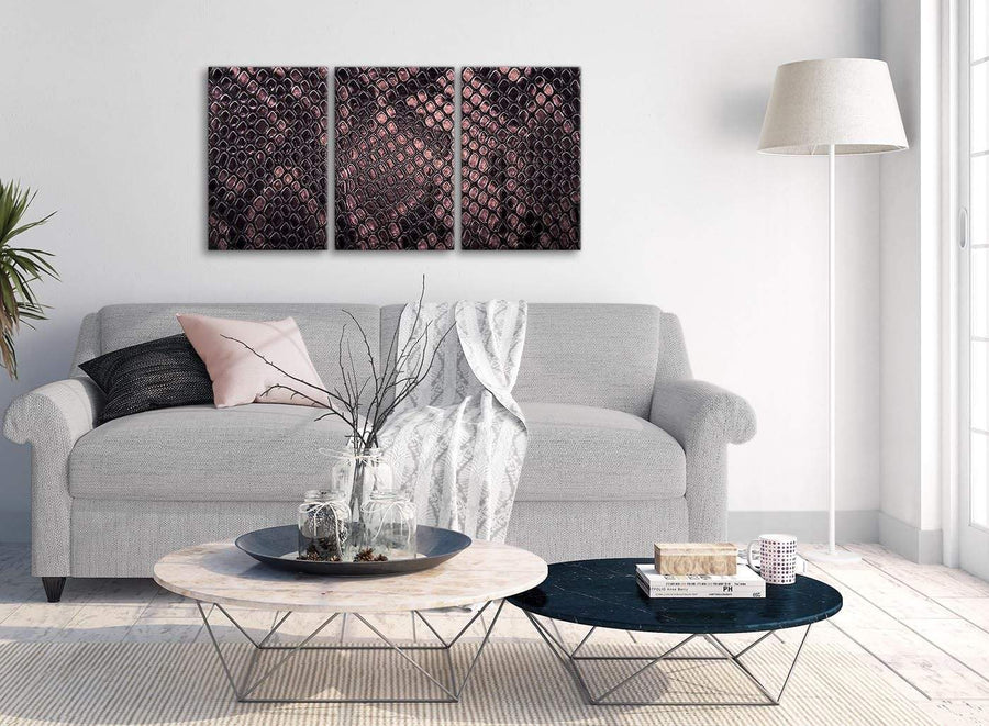 Multiple 3 Piece Blush Pink Snakeskin Animal Print Kitchen Canvas Pictures Decor - Abstract 3473 - 126cm Set of Prints