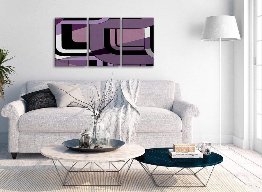 Multiple 3 Piece Lilac Grey Painting Living Room Canvas Wall Art Accessories - Abstract 3412 - 126cm Set of Prints