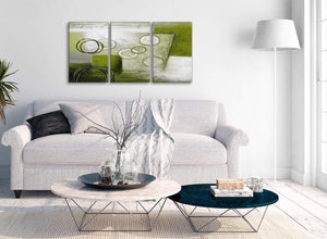 Multiple 3 Piece Lime Green Painting Kitchen Canvas Wall Art Accessories - Abstract 3434 - 126cm Set of Prints
