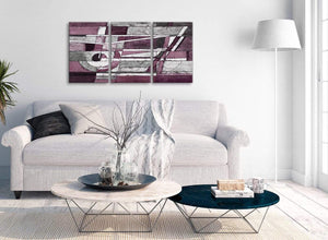 Multiple 3 Piece Plum Grey White Painting Dining Room Canvas Pictures Decor - Abstract 3408 - 126cm Set of Prints