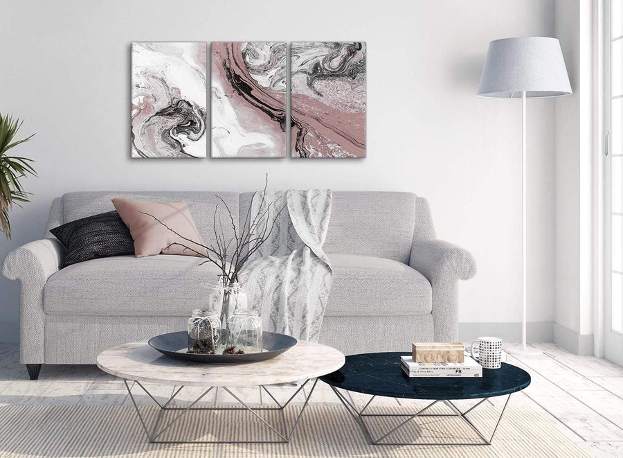 Multiple 3 Panel Blush Pink and Grey Swirl Kitchen Canvas Pictures Accessories - Abstract 3463 - 126cm Set of Prints